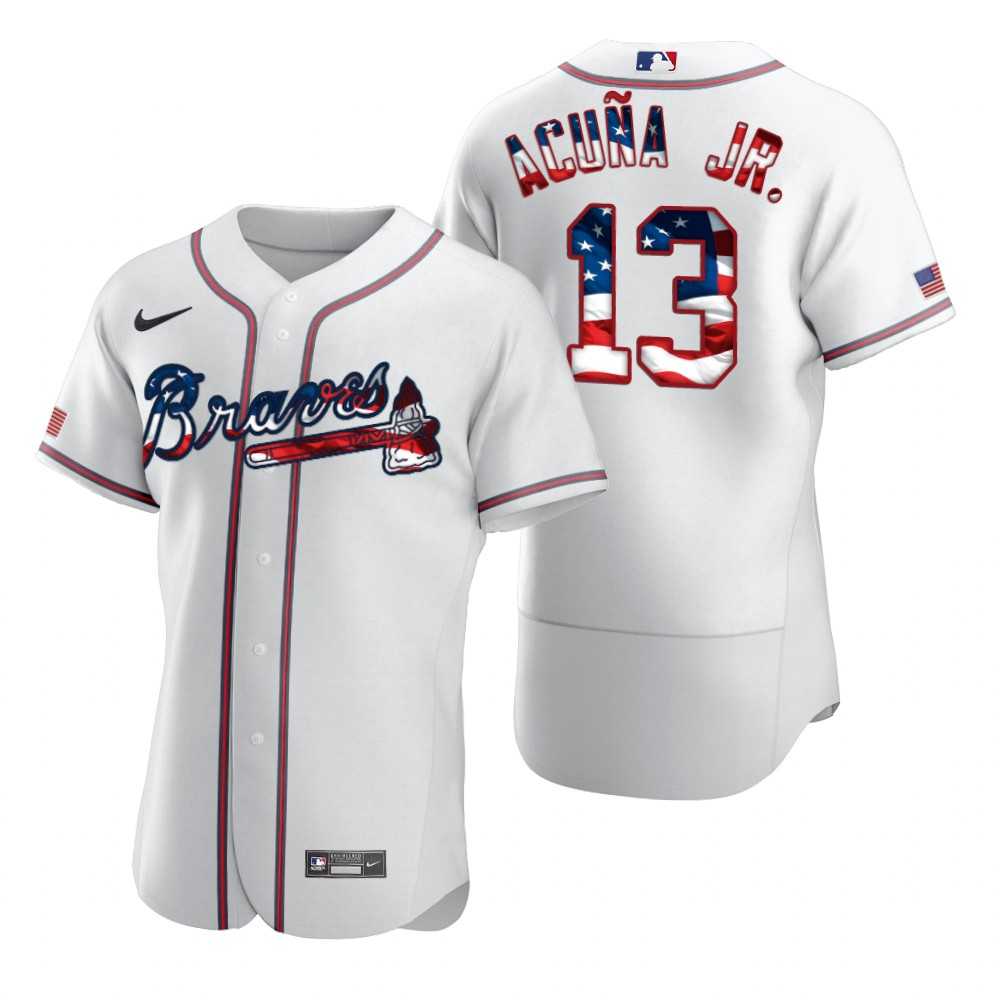 Braves 13 Ronald Acuna Jr. White USA Flag Fashion Nike Cool Base Jersey Dyin,We sell and wholesale Braves 13 Ronald Acuna Jr. White USA Flag Fashion Nike Cool Base Jersey Dyin on line form chian!